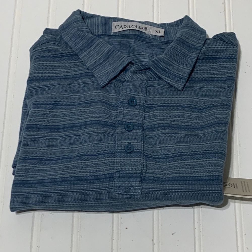 Cariloha Jacquard Bamboo Polo Shirt NWT XL Slate Blue - Picture 10 of 10